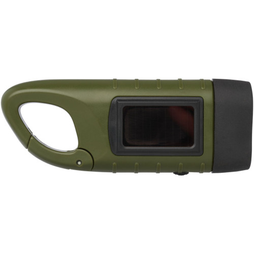 Helios recycled plastic solar dynamo flashlight with carabiner