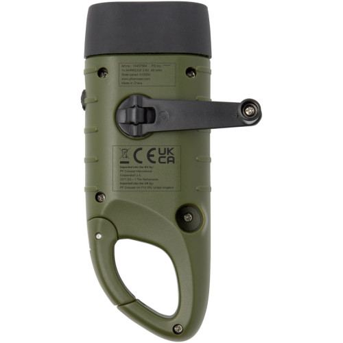 Helios recycled plastic solar dynamo flashlight with carabiner