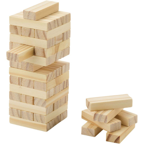 Jumble wooden toppling tower game