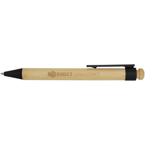 Rattan bamboo and recycled plastic ballpoint pen (black ink)