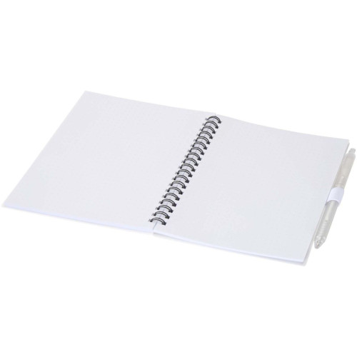 Niove recycled plastic soft cover notebook and ballpoint pen set (blue ink)