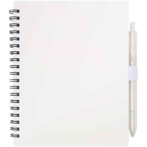 Niove recycled plastic soft cover notebook and ballpoint pen set (blue ink)