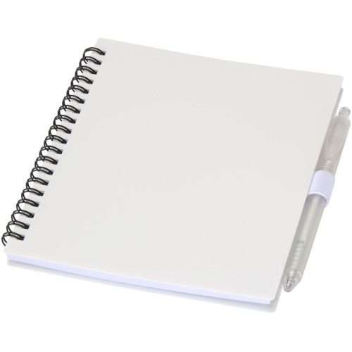 Niove recycled plastic soft cover notebook and ballpoint pen set (blue ink)