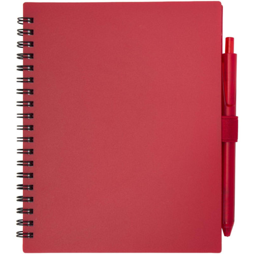 Niove recycled plastic soft cover notebook and ballpoint pen set (blue ink)