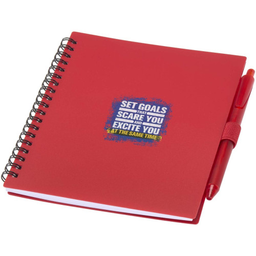 Niove recycled plastic soft cover notebook and ballpoint pen set (blue ink)