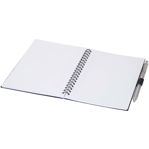 Niove recycled plastic soft cover notebook and ballpoint pen set (blue ink)