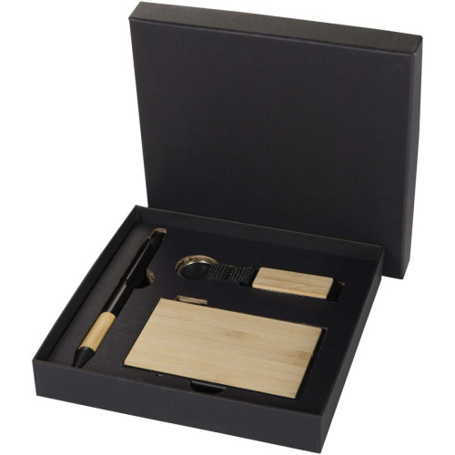 Minka RCS recycled aluminium ballpoint pen, keychain and RFID card holder gift set