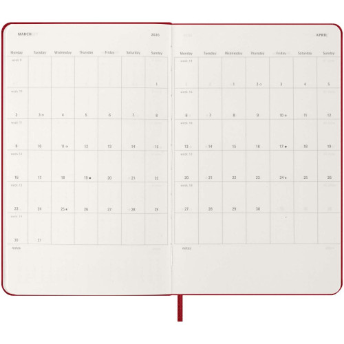 Moleskine hard cover 12 month weekly L planner