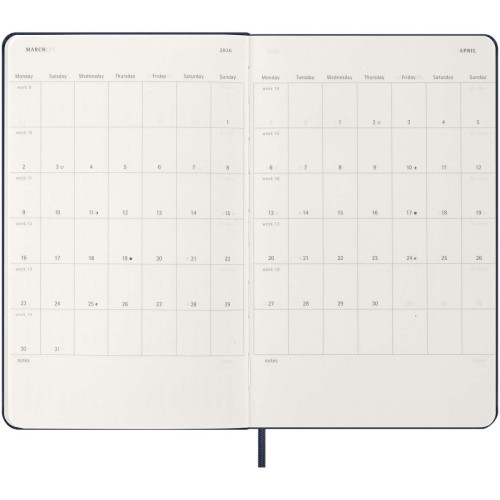 Moleskine hard cover 12 month weekly L planner