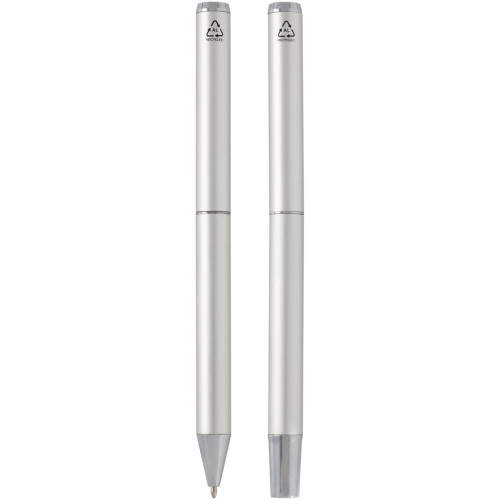 Lucetto recycled aluminium ballpoint and rollerball pen gift set (black ink)