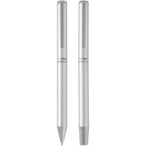 Lucetto recycled aluminium ballpoint and rollerball pen gift set (black ink)
