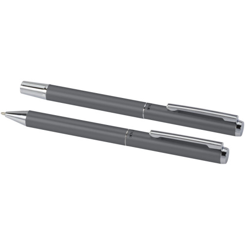 Lucetto recycled aluminium ballpoint and rollerball pen gift set (black ink)