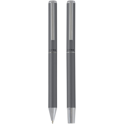 Lucetto recycled aluminium ballpoint and rollerball pen gift set (black ink)