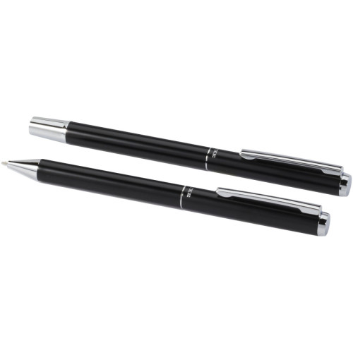 Lucetto recycled aluminium ballpoint and rollerball pen gift set (black ink)