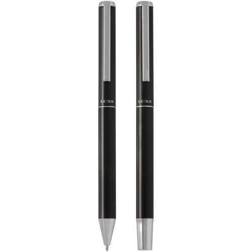 Lucetto recycled aluminium ballpoint and rollerball pen gift set (black ink)