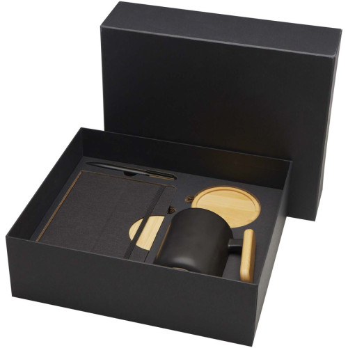 Laura A5 hard cover notebook and ballpoint pen gift set (black ink)