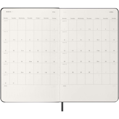 Moleskine hard cover 12 month L weekly planner vertical