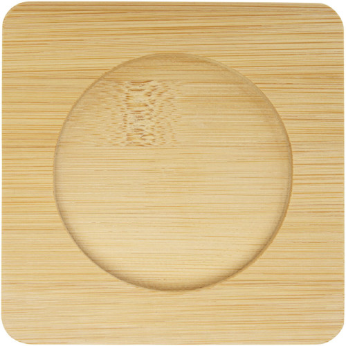 Manti 2-piece 250 ml double-wall glass cup with bamboo coaster