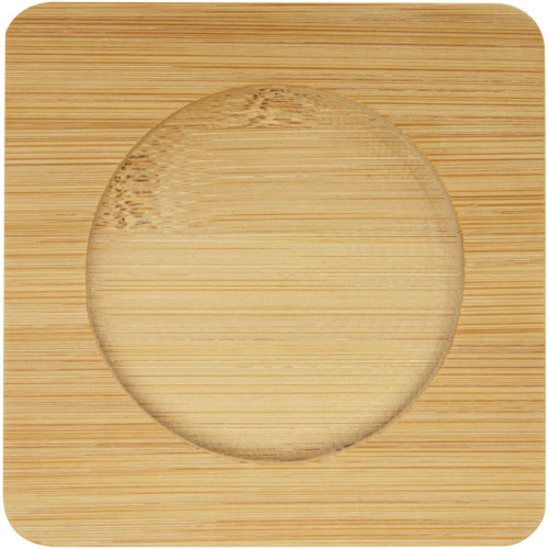 Manti 2-piece 350 ml double-wall glass cup with bamboo coaster