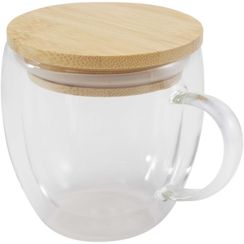Lenora 250 ml glass cup with bamboo lid