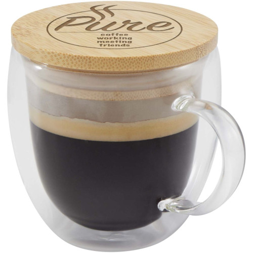 Lenora 250 ml glass cup with bamboo lid