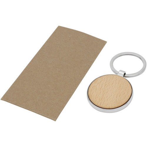Moreno beech wood round keychain