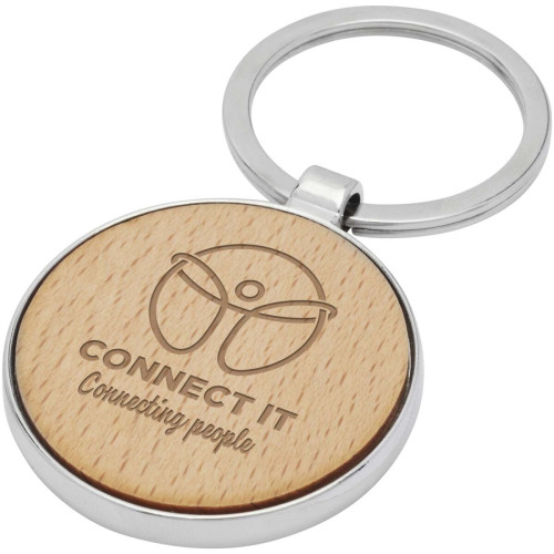 Moreno beech wood round keychain