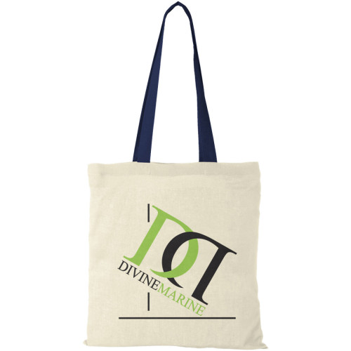 Nevada 100 g/m² cotton tote bag coloured handles 7L