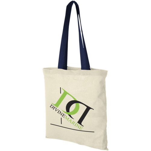 Nevada 100 g/m² cotton tote bag coloured handles 7L