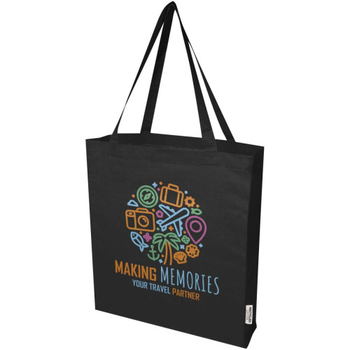 Madras 140 g/m² GRS recycled cotton gusset tote bag 12L