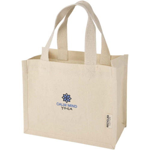 Odessa 220 g/m² GRS recycled cotton mini gusset tote bag 9L