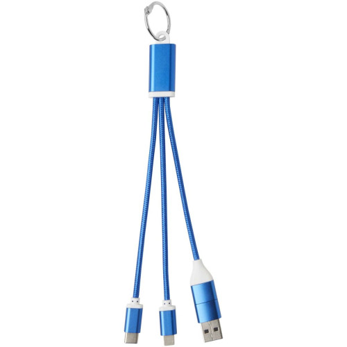 Metal 4-in-1 recycled aluminium charging cable with keychain