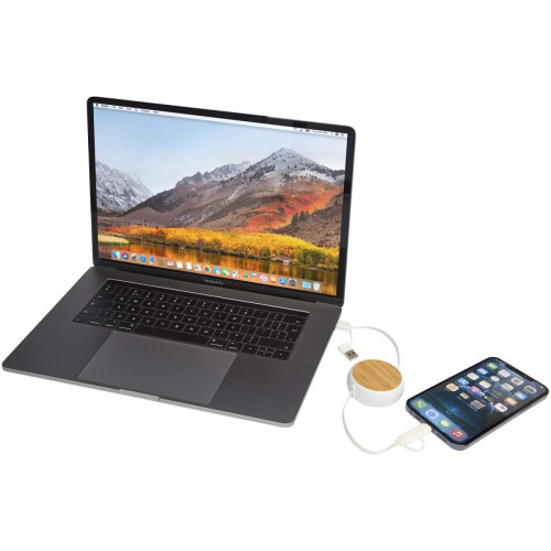 Chechia 5-in-1 recycled plastic 100 cm retractable data sync and 45W fast charge cable