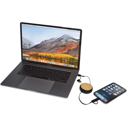 Chechia 5-in-1 recycled plastic 100 cm retractable data sync and 45W fast charge cable