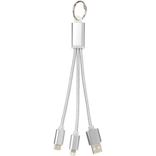 Metal 3-in-1 charging cable with keychain