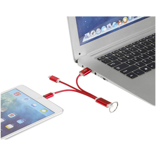 Metal 3-in-1 charging cable with keychain