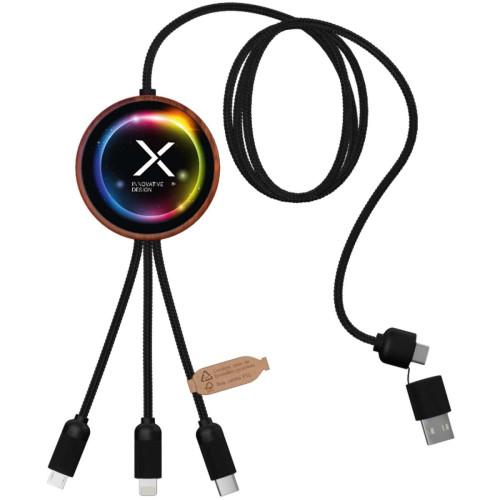 SCX.design C40 5-in-1 rPET light-up logo charging cable and 10W charging pad