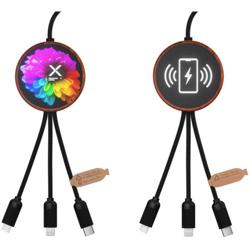 SCX.design C40 5-in-1 rPET light-up logo charging cable and 10W charging pad