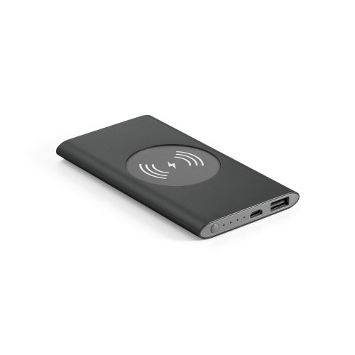 CASSINI. Power bank 4.000 mAh with 5W wireless charger in recycled aluminium (100% rAL)