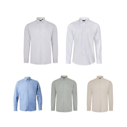 VL PRITHVI MAN. Men's Oxford shirt (180 g/m²) in cotton (50%), polyester (45%) and elastane (5%)