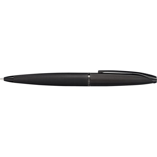 Cross ATX® Brushed Black with Machine-Turned Diamond Pattern Engraving with Polished Black PVD Appointments Ballpoint Pen (Blue Ink)