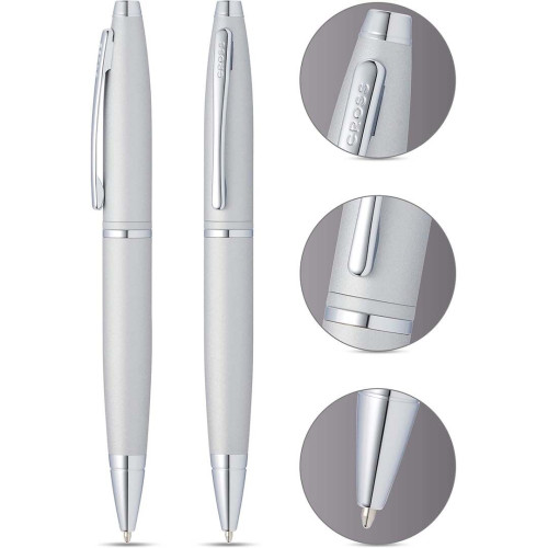Cross Calais™ Satin Chrome with Polished Chrome Appointments Ballpoint Pen (Blue Ink)