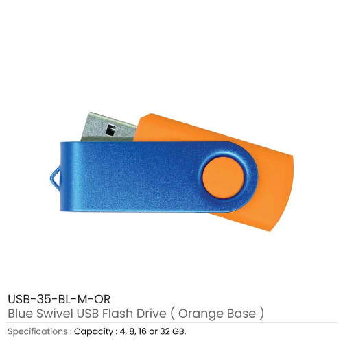 Matt Blue Swivel USB Flash Drives