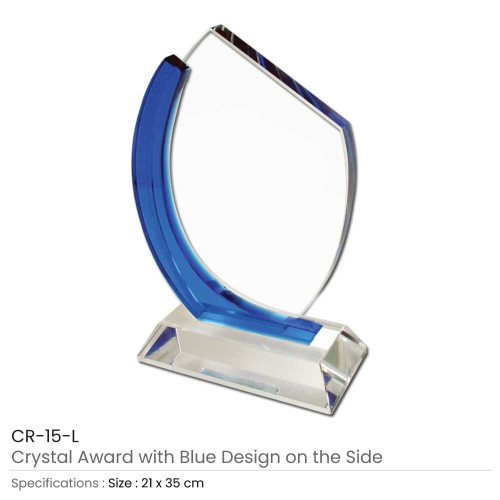Crystal Awards with Blue Design Side