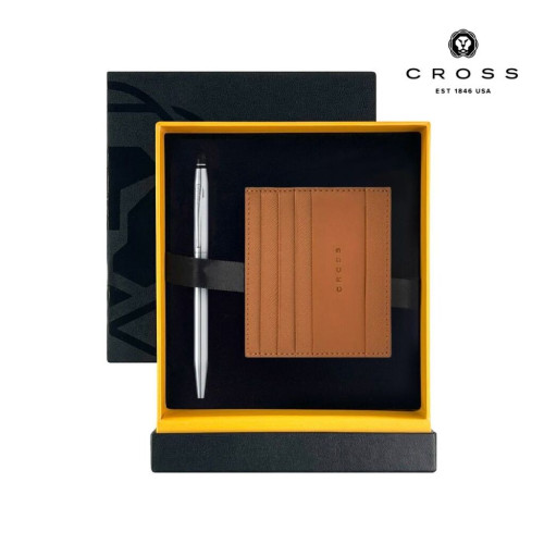 Cross Click™  Ballpoint Pen with Leather Cardholder - Mocha