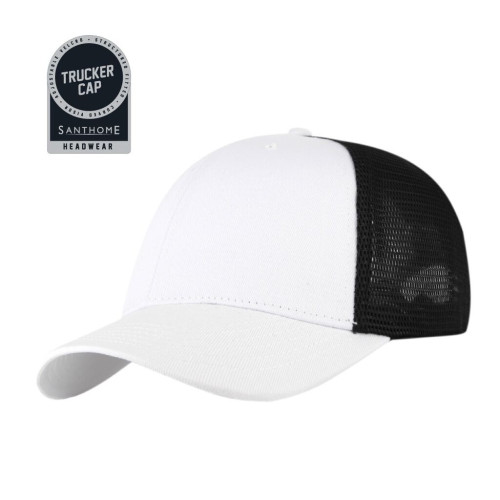SWIFT - Santhome 6 Panel Trucker Cap - White / Black