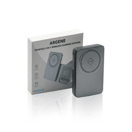 ARGENE - @memorii Magfold 3 in 1 Wireless Charger Stand - Metallic Grey