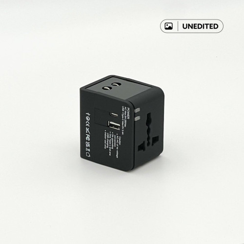 SERRI AC - Giftology Travel Adapter with Type C Compatibility - Black 